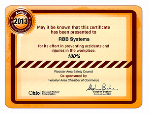 RBB 100 percent safety award